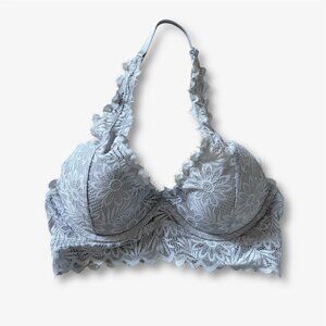 Victoria's Secret PINK Lace Halter Bralette Grey Womens Extra Small Boho Y2K